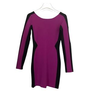 Amanda Uprichard Ponte Knit Dress Long Sleeve Soft Viva Magenta Black Size P